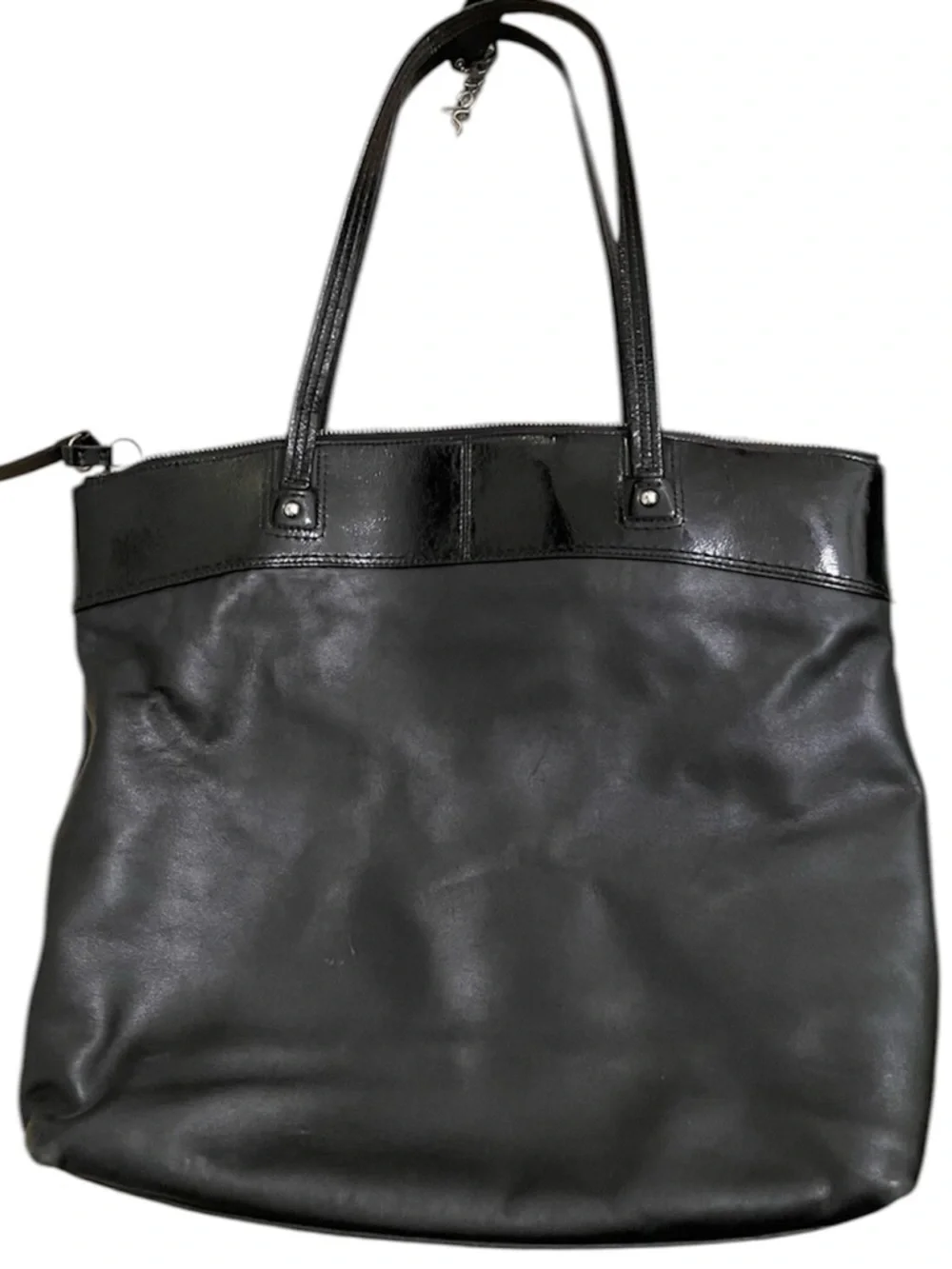 Coach Black Leather Shoulder Bag with Signature Circle Logo - Picture 2 of 3